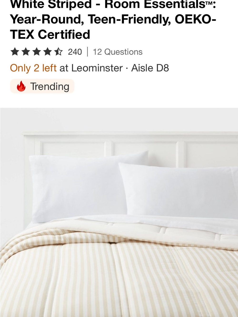 Room Essentials Cream and White Striped Comforter Set